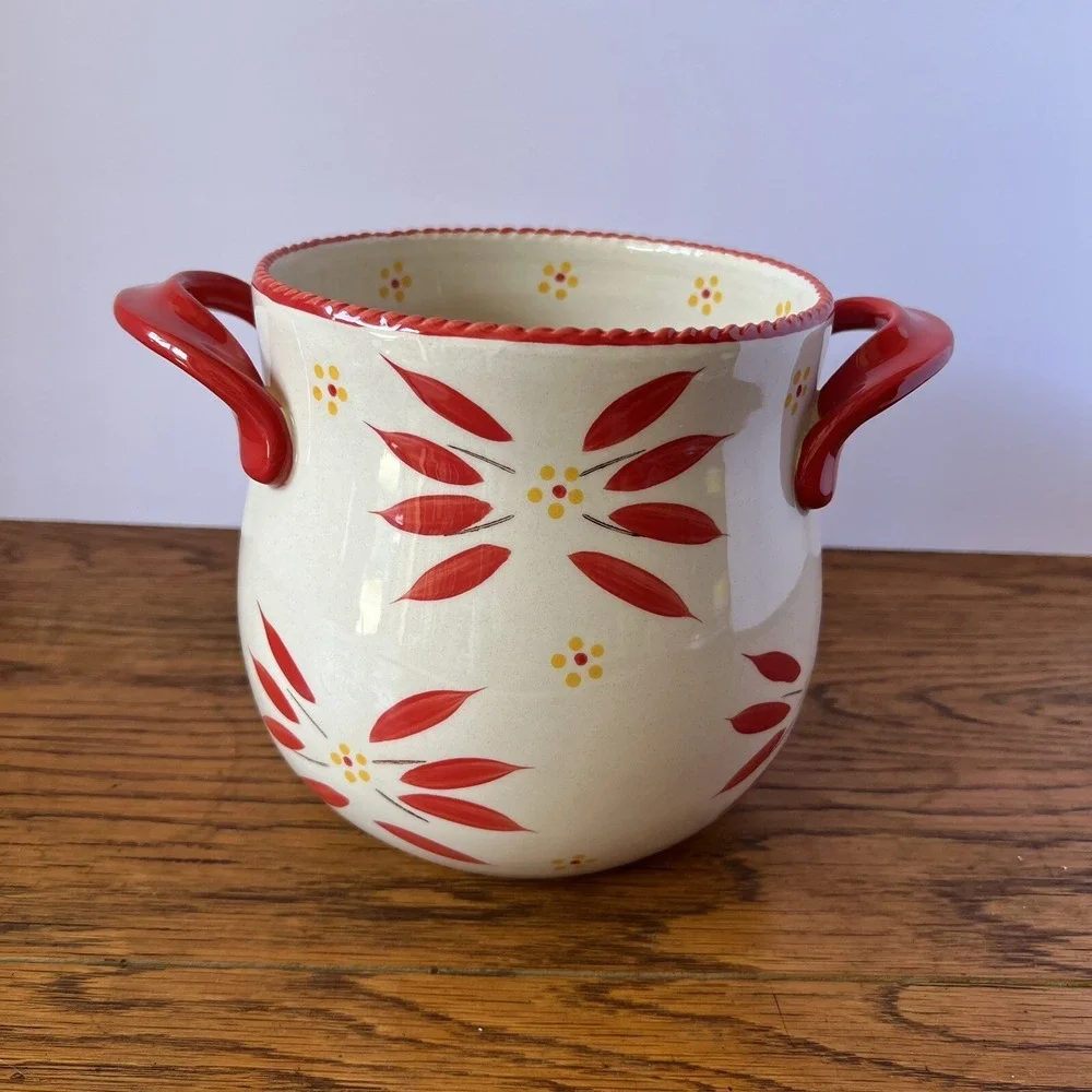 Temptations Old World Red‎ Crock Supersize Utensil Holder JAR Store & more 7